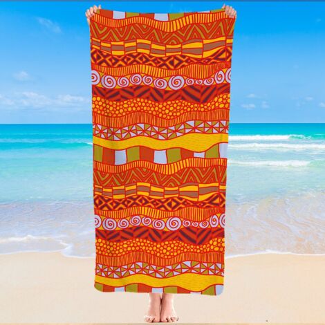Serviette de bain microfibre, imprimé aztèque coloré, séchage ultra rapide
