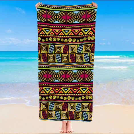 Serviette de bain microfibre, motif mandala bohème, séchage rapide