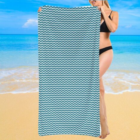 Serviette de bain microfibre, motif rayé, sèche vite, idéale pour la plage