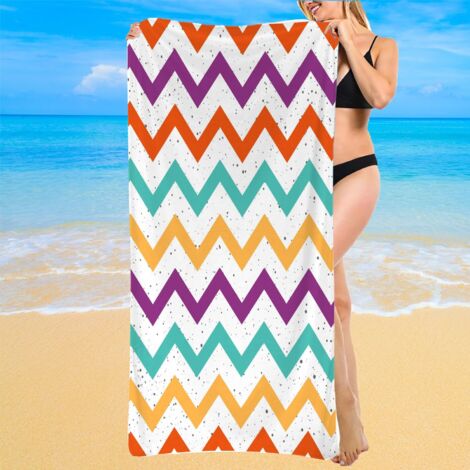 Serviette de bain microfibre, rayures modernes, séchage ultra rapide