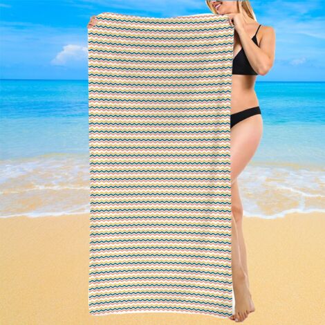 Serviette de bain microfibre séchage rapide, rayures tendance
