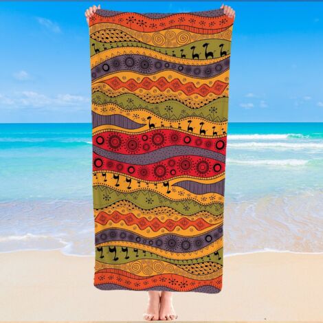 Serviette de bain microfibre, style nomade, sèche vite, 140x70 cm