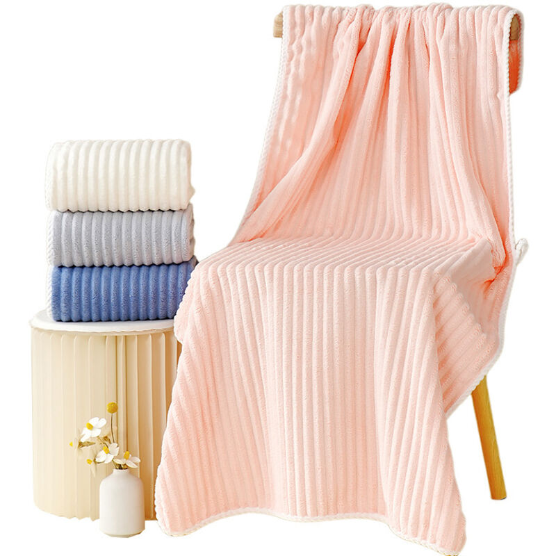 Serviette de bain rose, 70 x 140 cm, douce, ultra-absorbante, légère et à séchage rapide. En polaire corail, idéale pour la salle de bain.