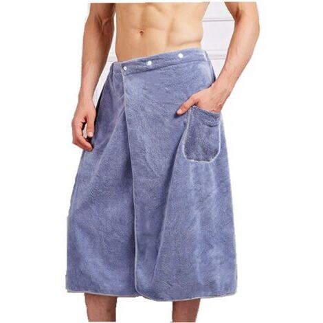 Serviette de Bain Serviette de Bain Ajustable pour Hommes avec Fermeture à Pression Grande Serviette de Bain Super Douce et absorbante avec Poche 80x150cm