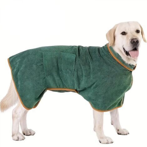 Serviette de bain verte pour animaux, taille XL, recommandée pour les animaux pesant entre 32 et 41 kg. Un peignoir doux et à séchage rapide.