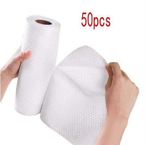 Serviette de cuisine jetable en papier Non tissé, sèche et humide, double épaisseur, pour le nettoyage ménager, le dégraissage, lavable, flexible,Rouge