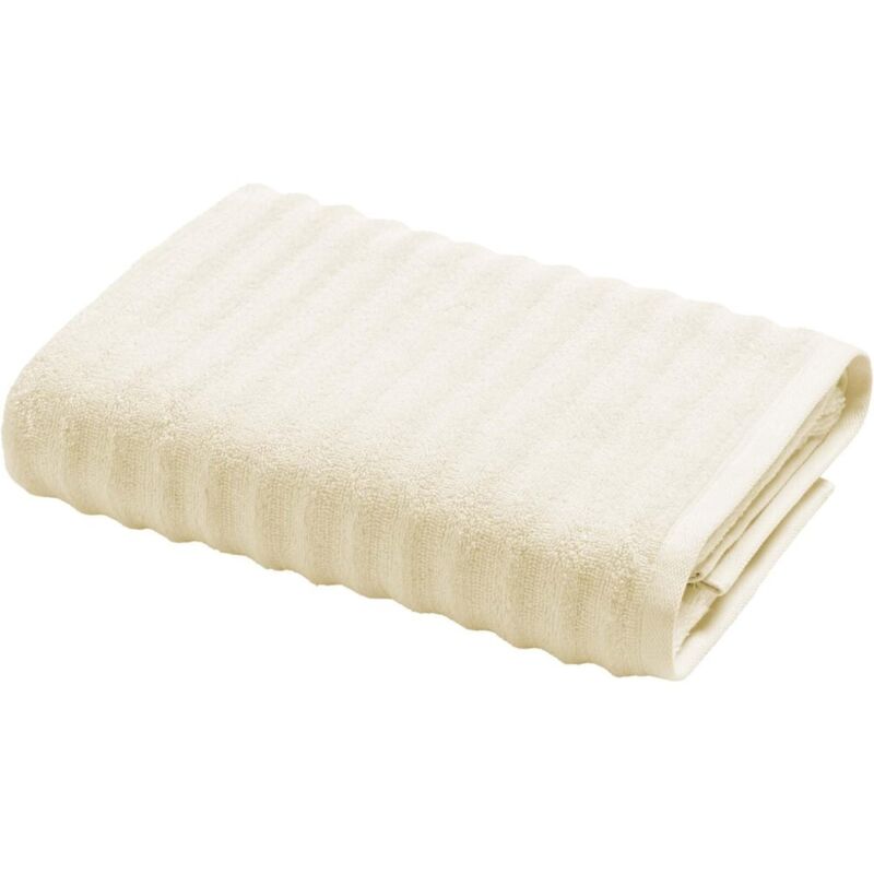 Serviette de douche 100% Coton 500g/m² – Douce, Absorbante et Résistante – Effet Vague – MAYA – Certifiée Oeko-TEX - 70 x 130 cm - Blanc