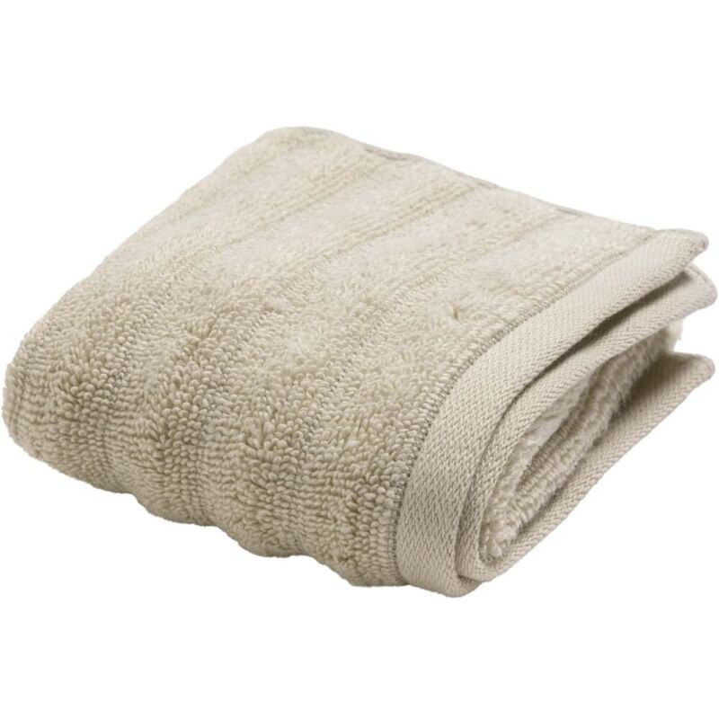 Serviette de douche 100% Coton 500g/m² – Douce, Absorbante et Résistante – Effet Vague – MAYA – Certifiée Oeko-TEX - 30 x 50 cm - Taupe