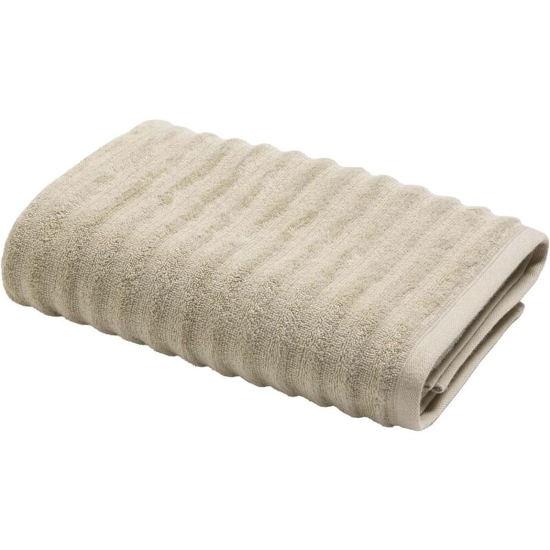 Serviette de douche 100% Coton 500g/m² – Douce, Absorbante et Résistante – Effet Vague – MAYA – Certifiée Oeko-TEX - 70 x 130 cm - Taupe
