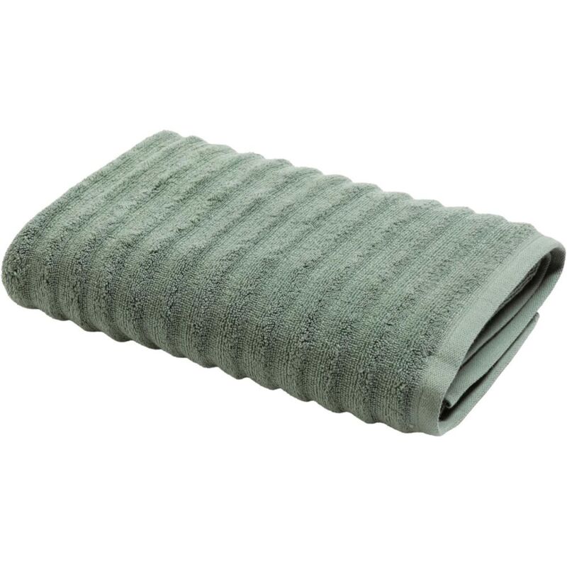 Serviette de douche 100% Coton 500g/m² – Douce, Absorbante et Résistante – Effet Vague – MAYA – Certifiée Oeko-TEX - 70 x 130 cm - Sauge
