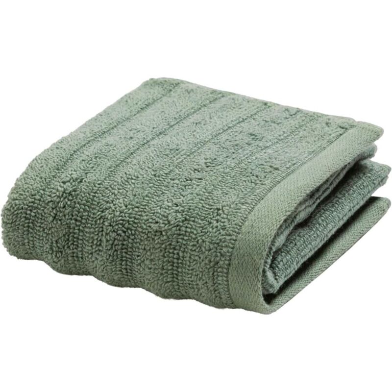 Serviette de douche 100% Coton 500g/m² – Douce, Absorbante et Résistante – Effet Vague – MAYA – Certifiée Oeko-TEX - 30 x 50 cm - Sauge
