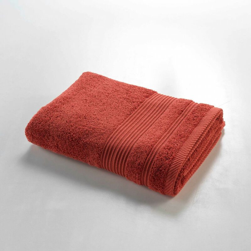 serviette de douche éponge – drap de douche 100% coton 500g/m² – serviette de bain 70x130cm très absorbante et douce – oeko-tex® - terracotta.