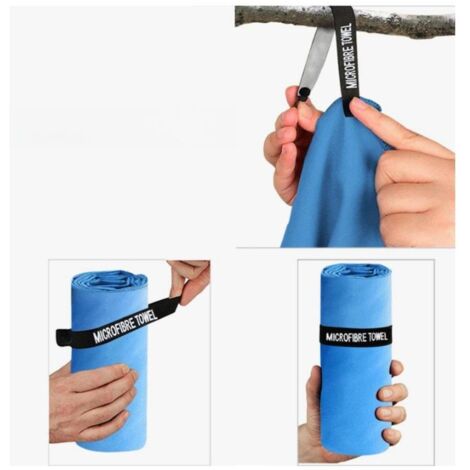 Serviette de Fitness Bleu Ciel en Microfibre dans Pochette Zippée Absorbante pour Sport et Voyage