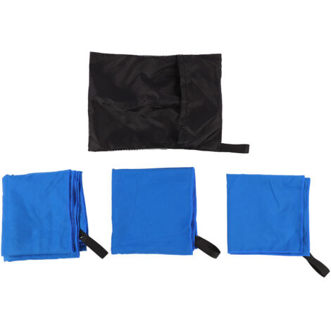 Serviette de Plage 3 Pièces Bleue, Séchage Rapide et Douce pour Sport, Gym et Plein Air