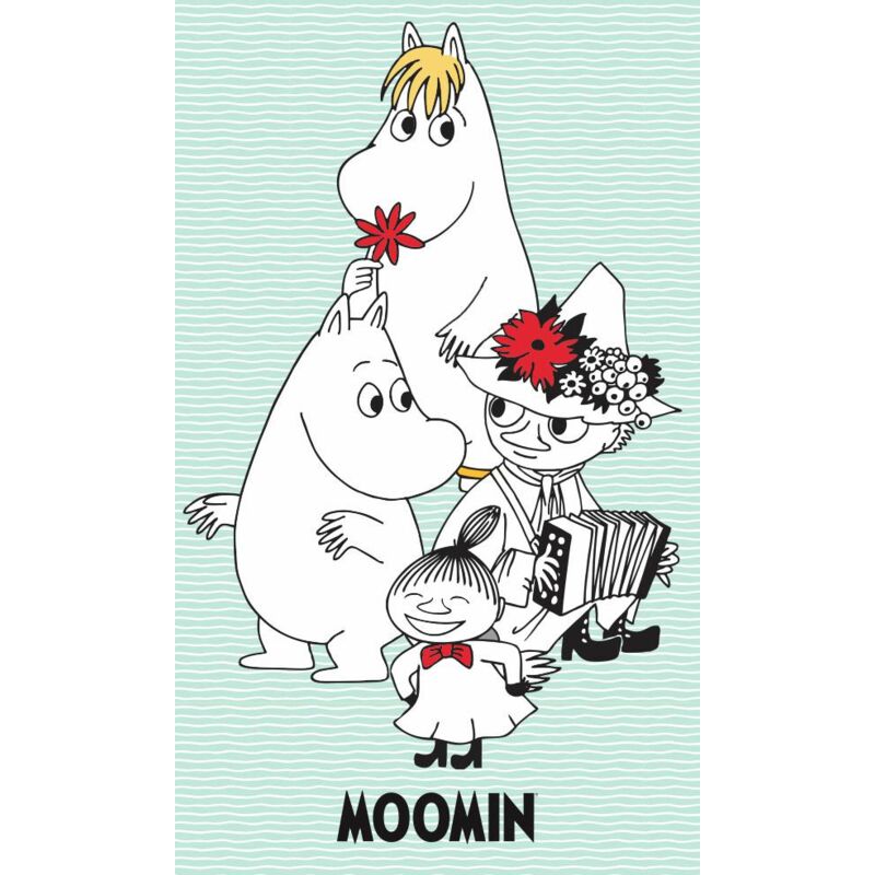 Serviette de maternelle 30x50 Moomins menthe 7686 Moomins coton enfant Mała Mi Włóczykij Serviette à main