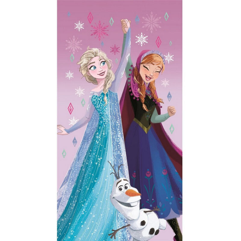 Serviette de plage 70x140 cm La Reine des neiges Elsa, Anna et Olaf