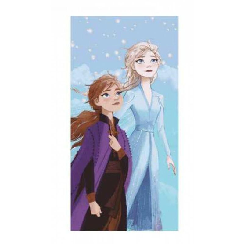 Serviette de plage 70x140 La Reine des Neiges Anna et Elsa bleu coton 320g/m2 S24
