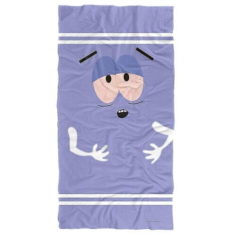 Serviette de plage bleue amusante avec un personnage aux yeux expressifs, grande serviette de piscine en microfibre 70 x 150 cm, serviette de bain à séchage rapide style dessin animé