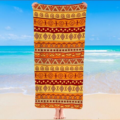 Serviette de plage bohème microfibre, motifs mandala, séchage ultra rapide