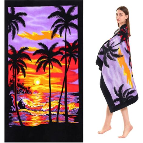 Serviette de plage en coton, 80 x 160 cm, serviette de piscine, très absorbante, douce, convient aux hommes adultes