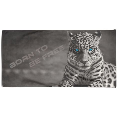 SERVIETTE DE PLAGE en éponge Léopard né pour ÊTRE LIBRE mesure un grand cm. 90 x 170