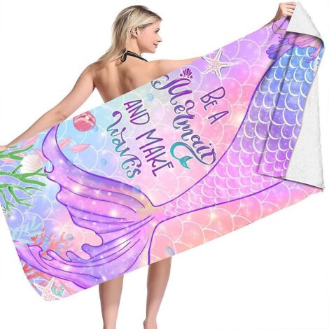 serviette De Plage En Microfibre 160x80cm (mermaid Pearl Shell), Serviette De Plage  Schage Rapide, Serviette De Voyage Lgre Et Portable