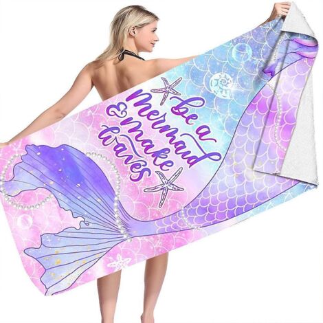 serviette De Plage En Microfibre 160x80cm (queue De Sirne, Coquille De Perle), Serviette De Plage  Schage Rapide, Serviette De Voyage Lgre Et Port