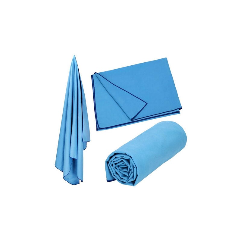 springos - serviette de plage en microfibre 180x90 cm, serviette de piscine à séchage rapide, bleu.