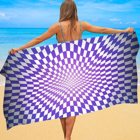 Serviette de plage en microfibre, imprimé écossais, sèche en un instant