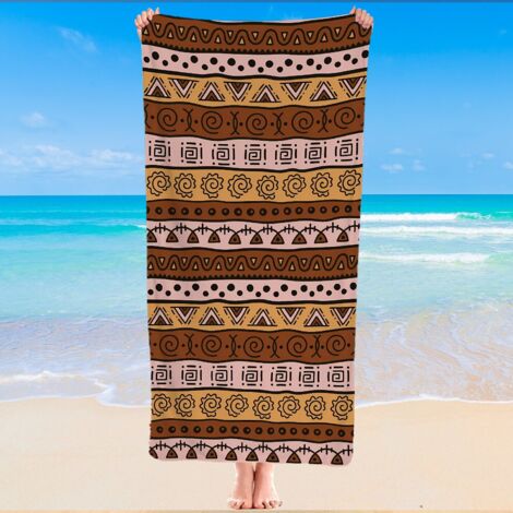 Serviette de plage en microfibre, imprimé tribal, anti-sable, légère
