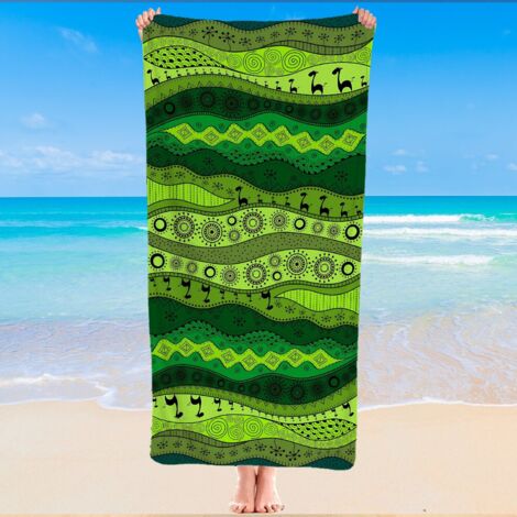 Serviette de plage en microfibre, motifs aztèques, compacte, douce
