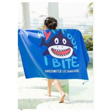 Serviette de plage en microfibre pour enfants Blue Shark 130 80cm Serviette de plage absorbante à séchage rapide