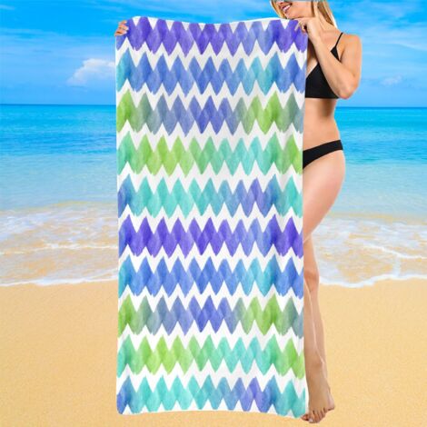 Serviette de plage en microfibre, rayures, anti-sable, légère