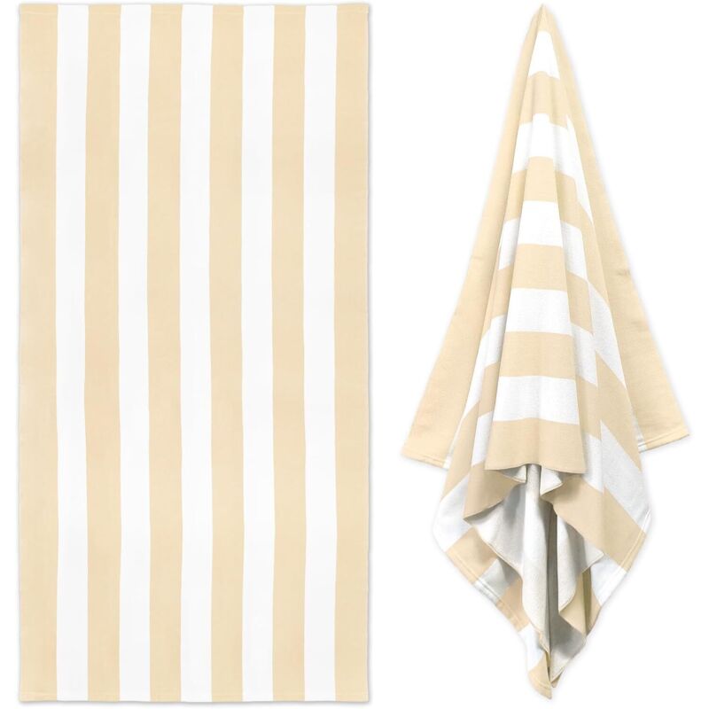 Serviette de plage extra-large, 90 x 180 cm, beige,