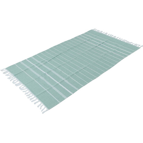 Serviette de Plage Extra Large à Franges pour Piscine, Voyage et Camping - Rayures Vertes