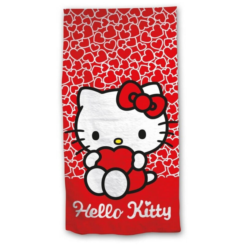 Serviette de plage Hello Kitty Coeur - 70x140 cm
