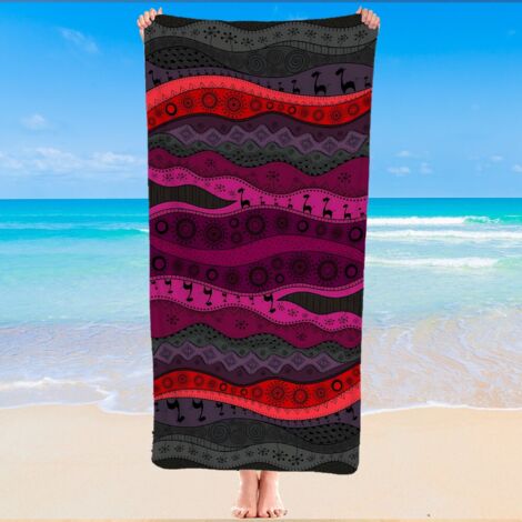 Serviette de plage imprimé mandala, microfibre, légère, anti-sable