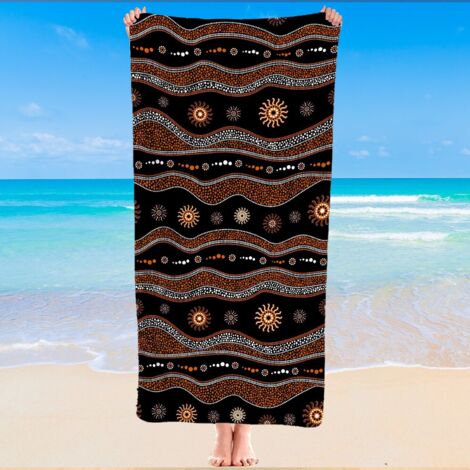 Serviette de plage imprimé mandala, microfibre, séchage rapide, anti-sable