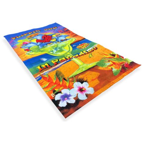 SERVIETTE DE PLAGE IMPRIMÉE EN MICRO-ÉPONGE GRANDE TAILLE 90 x 160 cm FLIPPIN' OUT