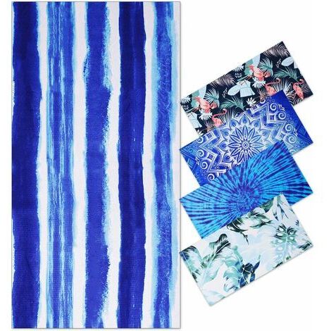 Serviette de Plage Microfibre Anti Sable Homme Femme - XXL Drap de Plage Adulte, Serviette Piscine de Bain, Couverture de Plage pour Natation Sport, Super Absorbant, 180x90 cm, Bleu Rayédengyank