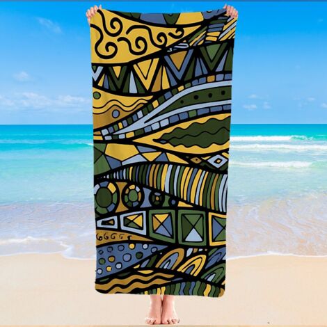 Serviette de plage microfibre bohème – Séchage rapide, imprimé ethnique