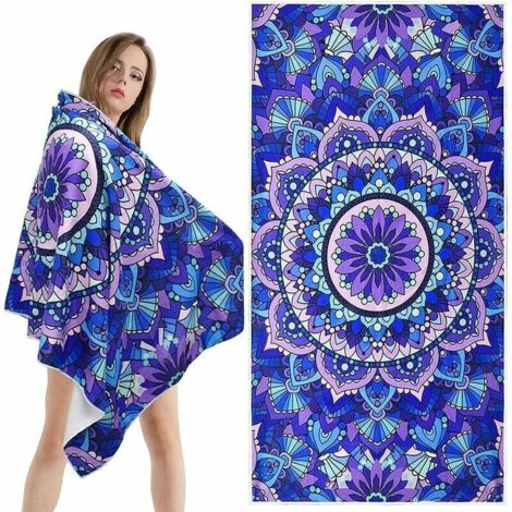 Serviette de Plage Microfibre Femme Serviette de Bain Drap de Plage Douce Serviette de Sport Séchage Rapide Grande Serviette Absorbant pour Voyage Piscine Sauna Natation Fitness Yoga, 150x75cm