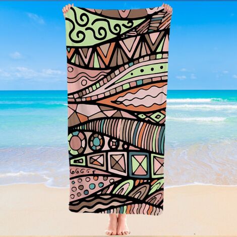Serviette de plage microfibre, style bohème, séchage express, douce