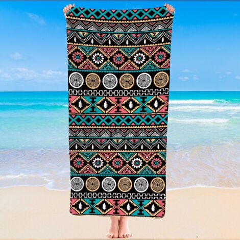Serviette de plage microfibre, style nomade, séchage rapide, 140x70 cm