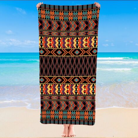 Serviette de plage microfibre, style tribal, sèche vite, absorbante