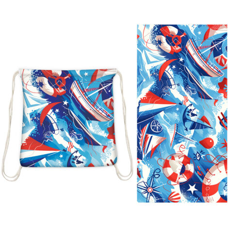 Serviette de plage pliable deux-en-un, serviette de plage intégrée, sac de rangement intégré, tapis de plage