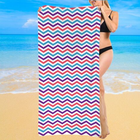 Serviette de plage rayée, microfibre douce, sèche en un instant