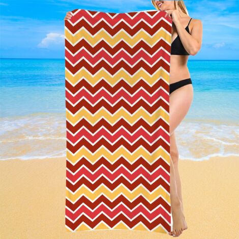 Serviette de plage rayée, microfibre, sèche vite, douce au toucher