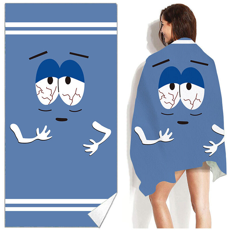 Serviette de plage réversible en microfibre 160x80cm (grands yeux bleus), serviette de plage à séchage rapide, serviette de voyage légère et portable