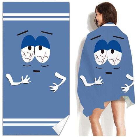 Serviette de plage réversible en microfibre 160x80cm (grands yeux bleus), serviette de plage à séchage rapide, serviette de voyage légère et portable